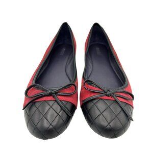 Van Eli Womens Red Suede & Black Ballet Flats 11M